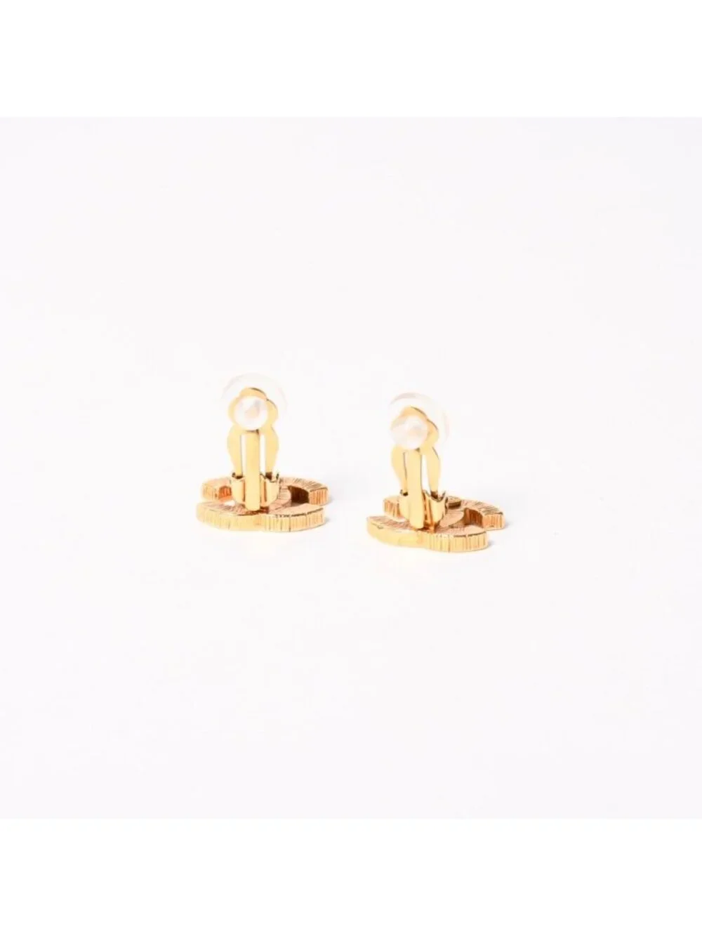 Chanel CC Logo Earrings 05 Gold Brown Metal